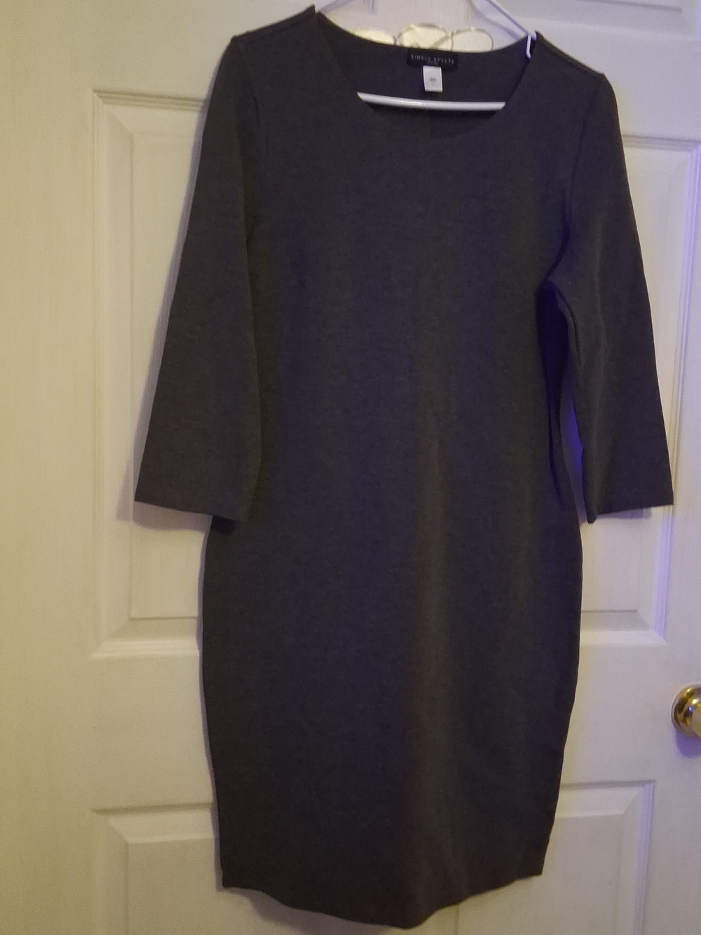 Simply Styled Charcoal Gray Long-Sleeve Sheath Dress